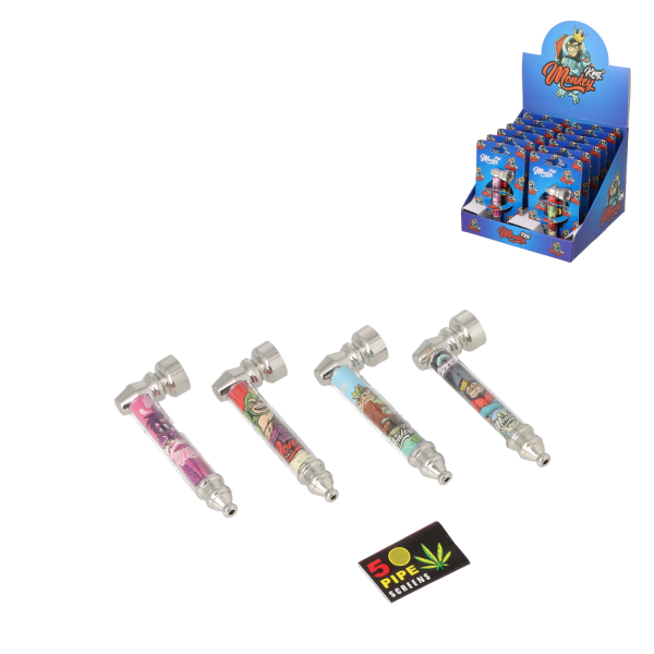 1 Monkey King Pfeife Metall verschiedene Motive 9cm + Siebe